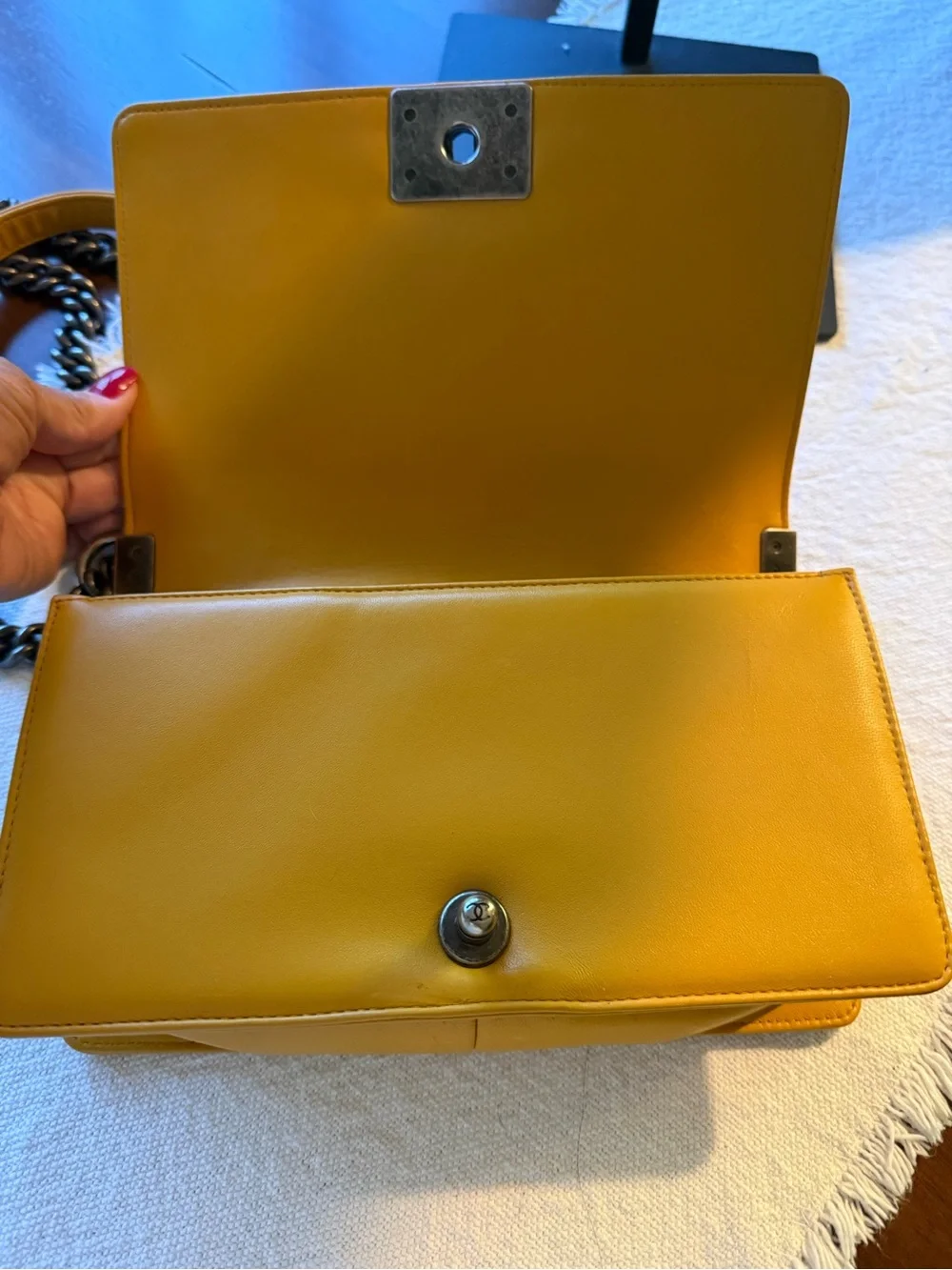 🔥Last weekend in closet🔥CHANEL Quilted Boy Shoulder Bag in Mustard